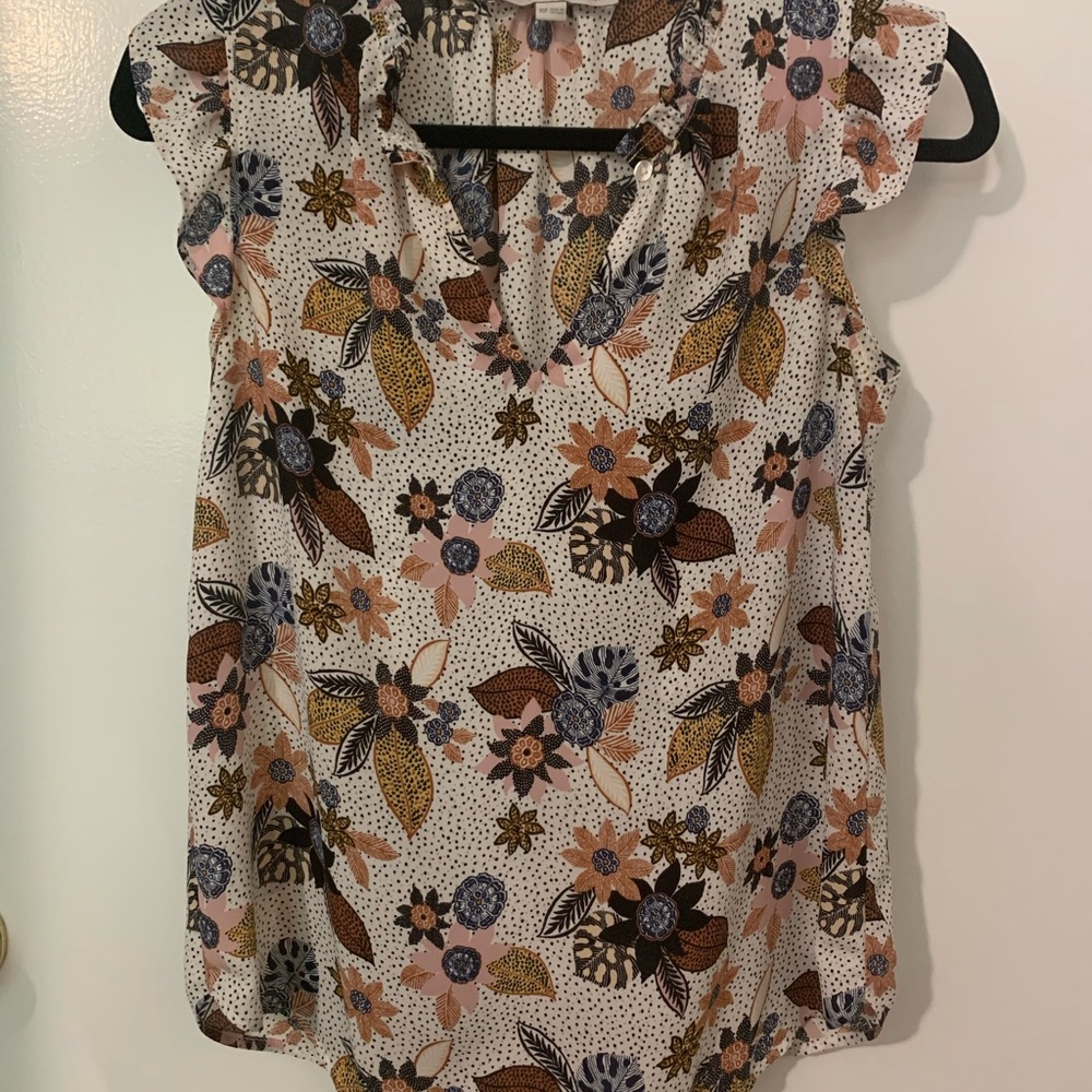 LOFT White Floral Print Top XSP